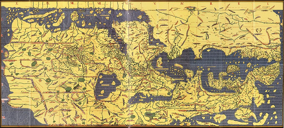 Al-Idrisi's Tabula Rogeriana, 1154 — south is at the top