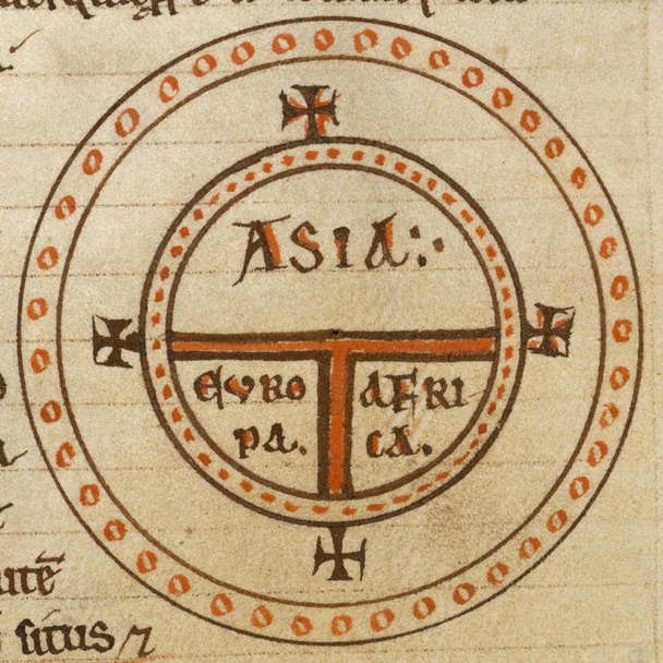 T-O Mappa Mundi, 12th century — east is at the top
